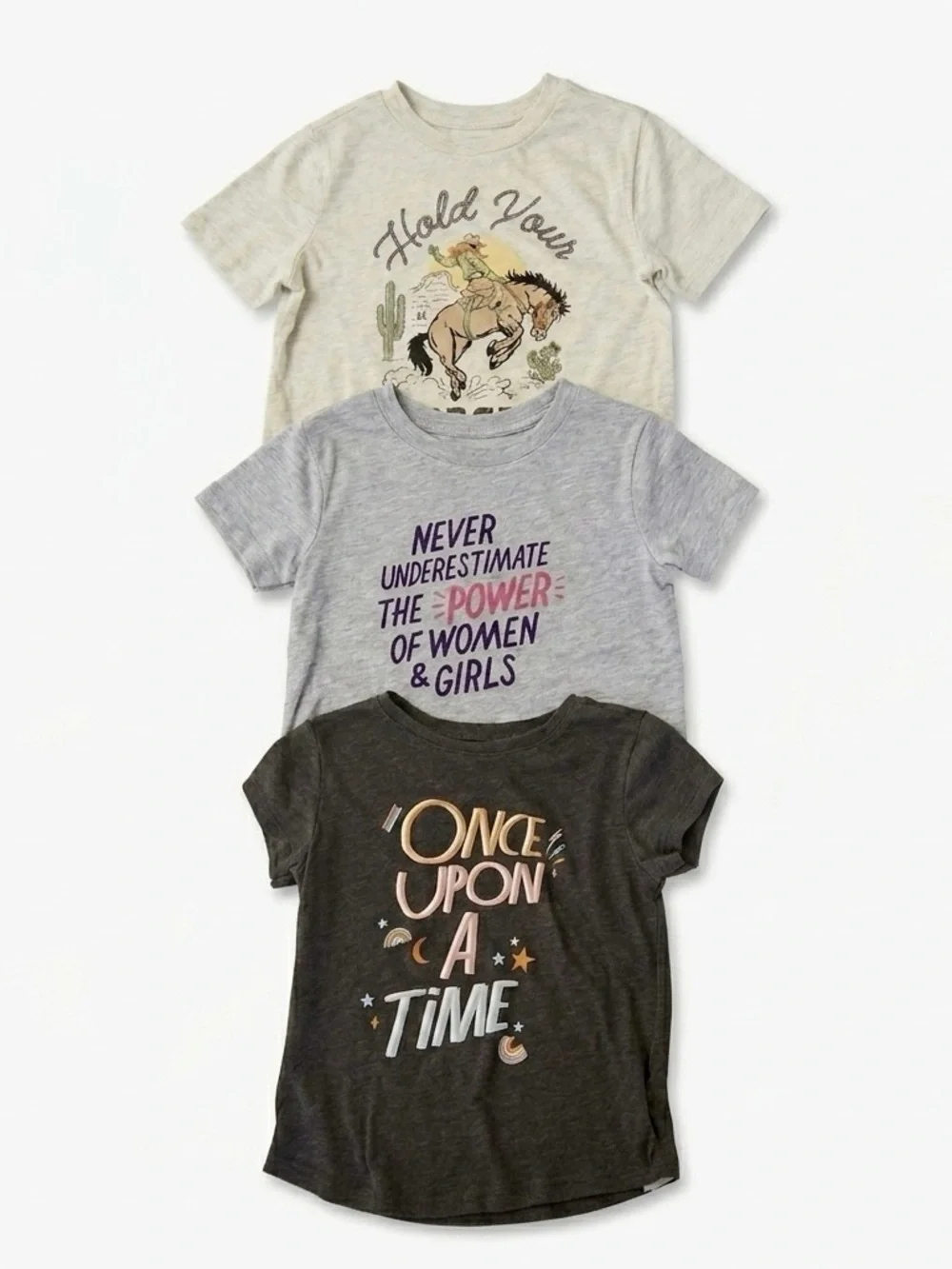OLD NAVY CARTERS CAT JACK Girls Graphic Tee Bundle Grey Size 5T 3Pk Lot